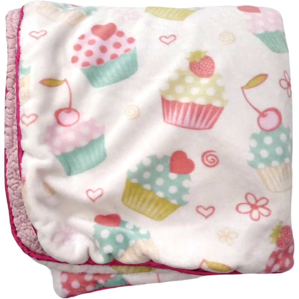 SL Home‎ Fashions 119741 CUPCAKE Baby Blanket Pink Sherpa Polka Dot Beige Cherry